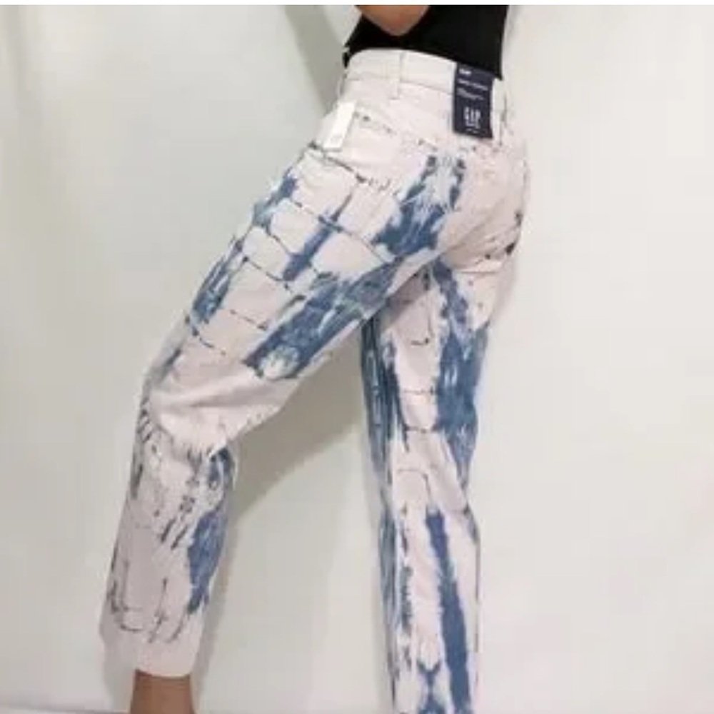 GAP 1969 Pink Blue High Rise Tie Dye Cheeky Straight Mom Jeans Size 6 NWT